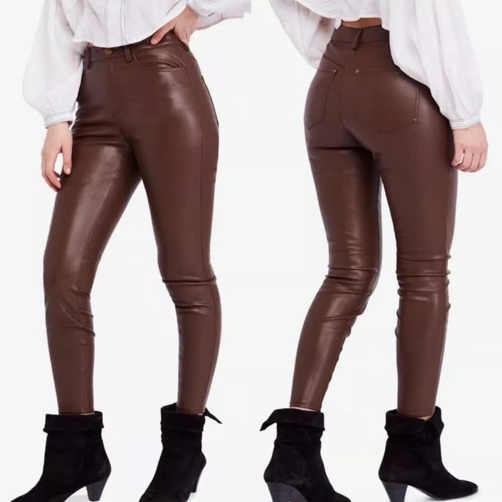 Free People Faux Leather Slim Pant NWT